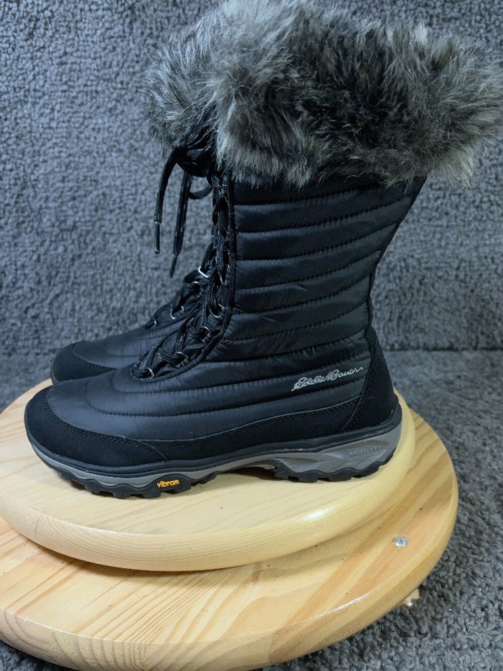 Eddie Bauer Boots Womens Size 9 Black Vibram Insulated Thermafill 200 Gram